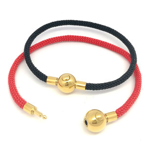Red <b>String</b> Bracelet 3mm Stainless Steel Snap Clasp <b>Gold</b> Ball Unisex Jewelry Gift - Product Image 5
