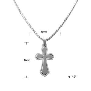 Stainless Steel <b>Cross</b> Pendant Necklace Men's Geometric Design 12001 - Product Image 4
