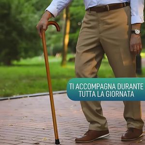 Bastone da passeggio in legno marrone 90 cm, elegante e resistente, supporto per anziani - Product Image 6