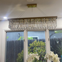 Luminaire suspendu rectangulaire en fer et cristal pour salon et salle à manger, haute luminosité, doré, garantie 1 an