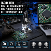 Microscope numérique USB 1600X 3-en-1 Type-C Micro USB pour téléphone Android et PC, outil de réparation de soudure de circuits imprimés