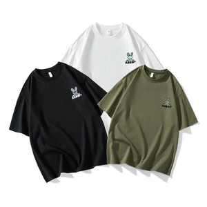 Camiseta de Manga Corta para Hombre en Oferta, con Logotipo Personalizado, Impresión en Seda, <span class=keywords><strong>Dobladillo</strong></span> <span class=keywords><strong>Circular</strong></span> Cómodo, Mezcla Triple, 100% Algodón, Corte Holgado - Product Image 1