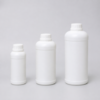 Bouteille ronde en plastique HDPE de 1L avec bouchon à vis, conteneur d'emballage industriel pour liquides, solvants et engrais, couleur et logo personnalisés