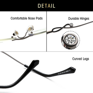 Nuevo estilo de gafas sin montura con filtro de luz azul para mujer, montura ovalada 50002, gafas protectoras con adornos de diamantes de imitación - Product Image 5