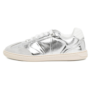 Sneakers Casual Retrò da Uomo in Camoscio Metallizzato Argento con Suola Bianca Piatta e Lacci, Scarpe da Passeggio alla Moda Zapatillas OEM - Product Image 1
