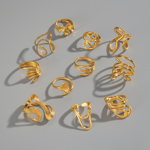Bijoux d'hiver polyvalents, bague fine en acier inoxydable plaqué or 18 carats, unique, délicate, non ternissable, anneaux épais ALN2512981 - Product Image 4