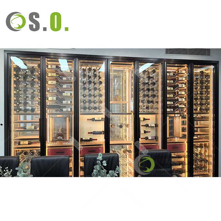 View of Modern Luxury Wine Display Cabinet Hotel bar Living Room Stainless ...