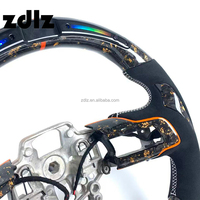 Volant en fibre de carbone forgé à LED pour Ford Mustang GT Shelby 2020 2021 2022 2023 Volant personnalisé en cuir suédé noir