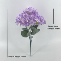 Buket Bunga Hydrangea Prancis Buatan Lima Tangkai dari Sutra, Dekorasi Pernikahan Buatan Tangan untuk Hotel, Rumah, dan Acara