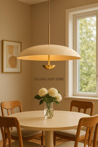 Lustre suspendu en laiton de style moderne du milieu du siècle, design italien, dôme, années 1950, réglable, fait main, luminaire de plafond vintage - Product Image 5