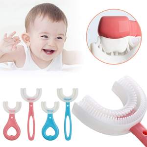 Brosses à dents manuelles en silicone ultra-douces en forme de U pour bébés et enfants, idéales pour le nettoyage des dents et comme anneaux de dentition. - Product Image 1