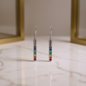 Orecchini Pendenti in Argento Sterling con Cristalli Colorati, Gioielli Minimalisti da Donna per Uso Quotidiano - Product Image 2