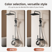 Ensemble de douche haute pression à affichage numérique avec mitigeur thermostatique, 4 modes, pommeau de douche pluie et douchette à main, finition gunmetal, robinet de salle de bain, vente en gros