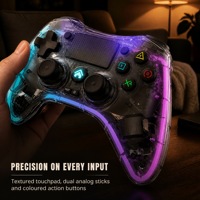 Manette de jeu sans fil transparente RGB P05 pour PS4 PC Android Bluetooth 5.0 Double vibration Six axes Pavé tactile Type-C