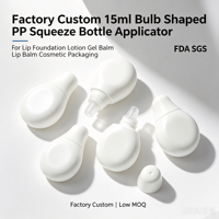 Flacon applicateur souple en PP de 15 ml en forme d'ampoule, personnalisé en usine, pour emballage cosmétique de rouge à lèvres, fond de teint, lotion, gel, baume et baume à lèvres