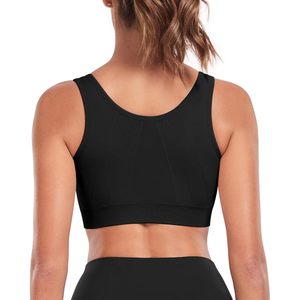 Sujetador deportivo con cremallera frontal para mujer, sujetador inalámbrico para yoga postoperatorio, cuello redondo, licra, poliéster, M - Product Image 3