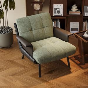Fauteuil minimaliste italien en tissu vert capitonné, style mid-century, pour salon, fauteuil individuel - Product Image 2