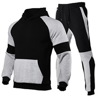 Ensemble sweat-shirt à capuche color block pour homme, en polaire, grandes tailles, vêtements de sport pour la course à pied et les occasions décontractées