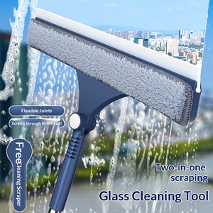 Outil de nettoyage de vitres pour la maison, nettoyage de fenêtres en hauteur, outil spécial, poignée extensible double face, composants métalliques - Product Image 1