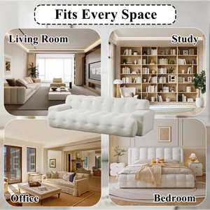 Canapé convertible moderne trois places de la série Cloud, avec accoudoirs carrés, revêtement en chenille, confortable - Product Image 2