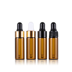 5ML marrone/ambra/trasparente bottiglia di vetro sottile contagocce per oli essenziali oro/argento/bianco/nero contagocce tappo del campione del campione fiala - Product Image 6