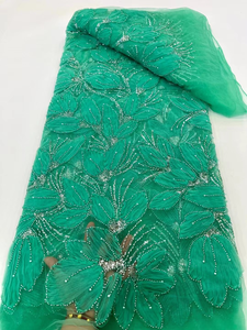 NI.AI tela de encaje de tul bordado nupcial de encaje de red con cuentas de gasa <span class=keywords><strong>rosa</strong></span> para mujer Material de fiesta de boda - Product Image 2