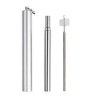 Offre spéciale ensemble de paille en métal pliable portable en acier inoxydable paille pliable réutilisable