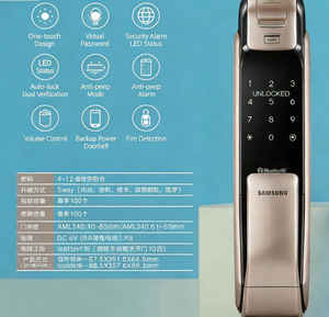 Pour <span class=keywords><strong>Samsung</strong></span> Smart Lock DP728, accès par application Bluetooth, empreinte digitale, mot de passe, carte RFID, clé, alarme incendie, modèle classique - Product Image 1