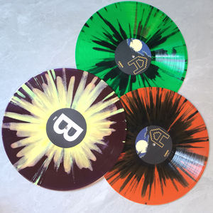 Pressage de disques vinyles offset imprimés de 140 g, 7 pouces, 12 pouces, blanc opaque, avec des couleurs bleues ajoutées, effet éclaboussures - Product Image 3