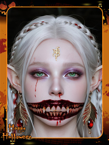 สติกเกอร์รอยสักรูปริมฝีปากและปากซอมบี้สำหรับวันฮาโลวีน4ชิ้น/แพ็ค CE รอยสักรูปปากขนาดใหญ่รอยสัก<span class=keywords><strong>ปลอม</strong></span>รอยแผลเป็นใบหน้าแมงมุม - Product Image 4