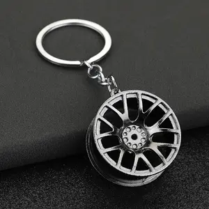 Mini Funny 3D Car Parts Turbo Metal Wheel Hub Bag Spinner Chaveiros Acessórios Personalizados em Massa para Key Tag Car