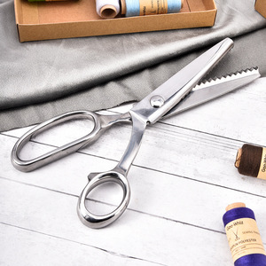 Ciseaux à dentelle entièrement en acier inoxydable, ciseaux de tailleur en forme de V, placage titane argenté pour la découpe de tissus - Product Image 2