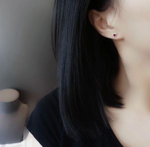 Pendientes de Oro Real de 18k Xinfly Romantic Jewelry con Rubí Natural de 0.60ct y Diamante de 0.15ct en Forma de Corazón, Gema Roja - Product Image 2