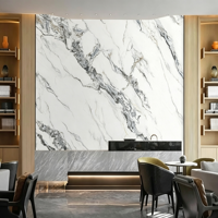 Wallpaper Marmer Kustom, Mural Batu Urat Emas Abu-abu Putih, Dinding Latar Belakang TV Modern, Kertas Dinding Dekorasi Ruang Tamu