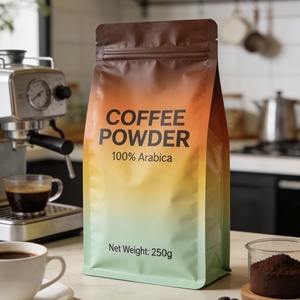Sacs à café personnalisés en gros avec logo imprimé, 250g, 500g, 1kg, à fond plat, pochettes verticales avec fermeture éclair pour grains torréfiés - Product Image 1