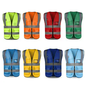 Custom Colorful Construction Workwear Vest Mesh Hi Vis 8Xl Neon Surveyor Blue Reflective Safety Vests Green