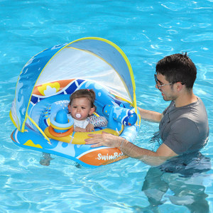 Bouée gonflable SwimBoBo pour bébé, flotteur pour piscine et parc aquatique, siège de sécurité pour enfant de 6 à 36 mois avec auvent solaire - Product Image 2
