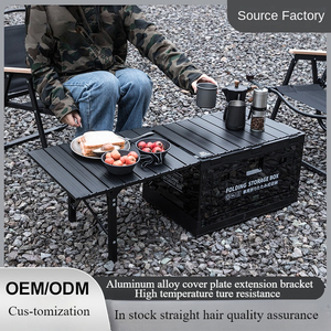 Tavolo di stoccaggio pieghevole in lega di alluminio per esterni personalizzabile con scatola di immagazzinaggio in metallo ad apertura laterale Versatile per la casa e il campeggio - Product Image 2