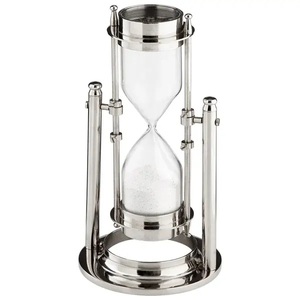Verre d'heure de luxe en bois et métal Verre d'heure personnalisé avec sable blanc Haut sur demande Plateau de table attrayant - Product Image 5