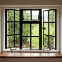 Fenêtres grillagées modernes en aluminium sur mesure, système de fenêtres à battants et à auvent de style colonial français, double vitrage, pour villas résidentielles