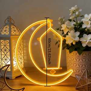 Ramadan Decorations 3D Moon <b>Star</b> Sign Flex Decorative Eid Mubarak Wall Oil <b>Lamp</b> Lantern Light for Lighting Decor Home - Product Image 2