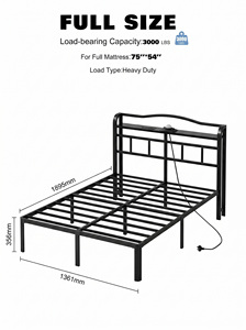 Cadre de lit multifonctionnel durable et antidérapant pour lit Queen Size avec tête de lit et projecteur d'étoiles pour un sommeil réparateur - Product Image 6