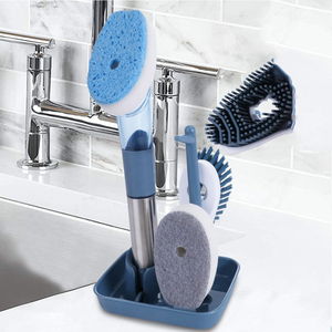 Cepillo de Limpieza Inteligente para Cocina con 3 Cabezales Reemplazables, Dispensador de Jabón, Esponja, Cerdas de PP y TPR, con Mango - Product Image 5