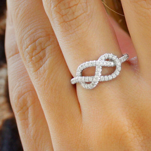 Knotted Cross <b>Crystal</b> Pave <b>Ring</b> for Women Minimalist Elegant Fashion Daily Accessories - Product Image 3