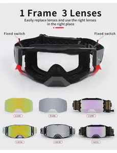 JIEPOLLY cadre en TPU personnalisé en gros déchirer UV400 Moto Mx lunettes de sport amovibles saleté vélo Motos lunettes de Moto