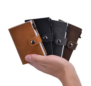 RFID — portefeuille anti-RFID personnalisé, en cuir PU, Slim et minimaliste, petit porte-cartes Portable pour hommes