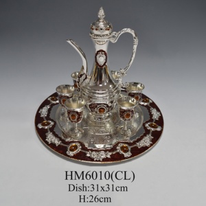 Arabic Wedding Decorative Metal <strong>Silver</strong> Ceramic Coffee <strong>Tea</strong> Pot Cup Zemzem <strong>Set</strong> - Product Image 3