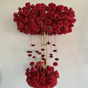 Wholesale Wedding Decor Flower Ball With Stand White Red Wedding Centerpieces on Table Flower Runner With Flower Garland - Product Image 1