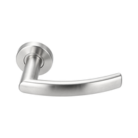Manija de Puerta Curva de Acero Inoxidable Mate Antihuellas con Base Circular Dividida y Resorte Silencioso para Puertas Interiores de Pasaje y Privacidad