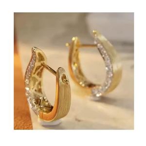 Pendientes de Aro Huggie de Oro Amarillo de 18K Xinfly con Diamante Natural de 0.44CT, Diseño Geométrico Religioso para Boda o Fiesta - Product Image 1